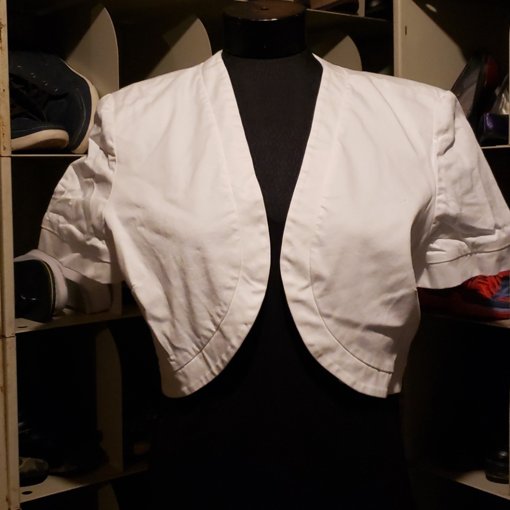 Jessica Howard white lined crop cardigan top Xl